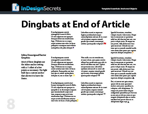 InDesign dingbats at end of article template