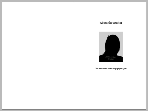 InDesign book design template about the author