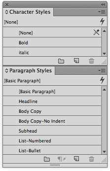 InDesign character styles