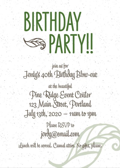 InDesign birthday party invitation template