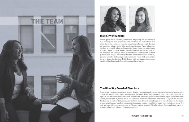 InDesign business proposal founders and board of directors template