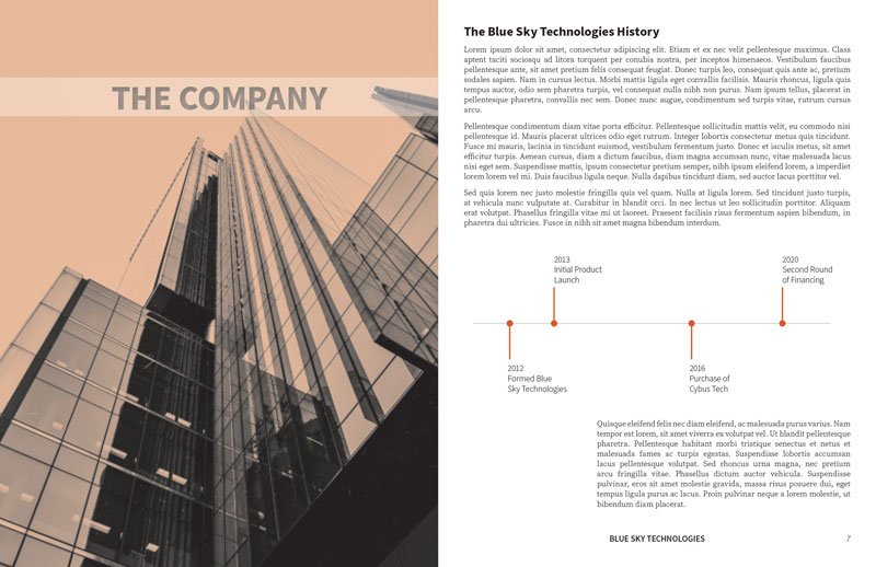 InDesign proposal template company history