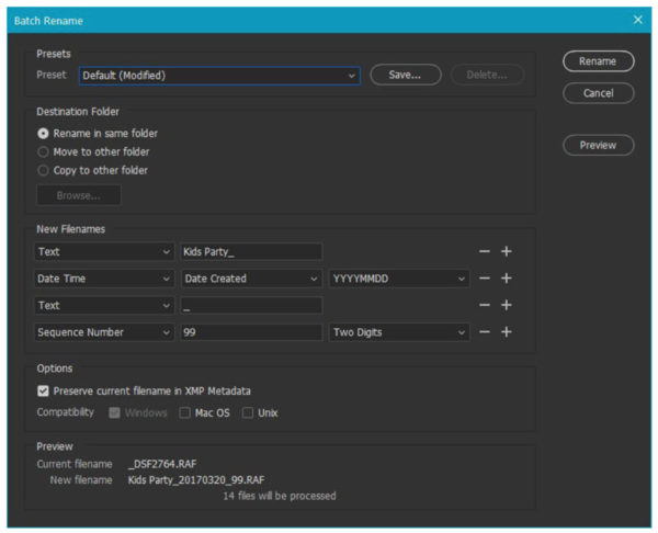 Batch Rename Files in Adobe Bridge