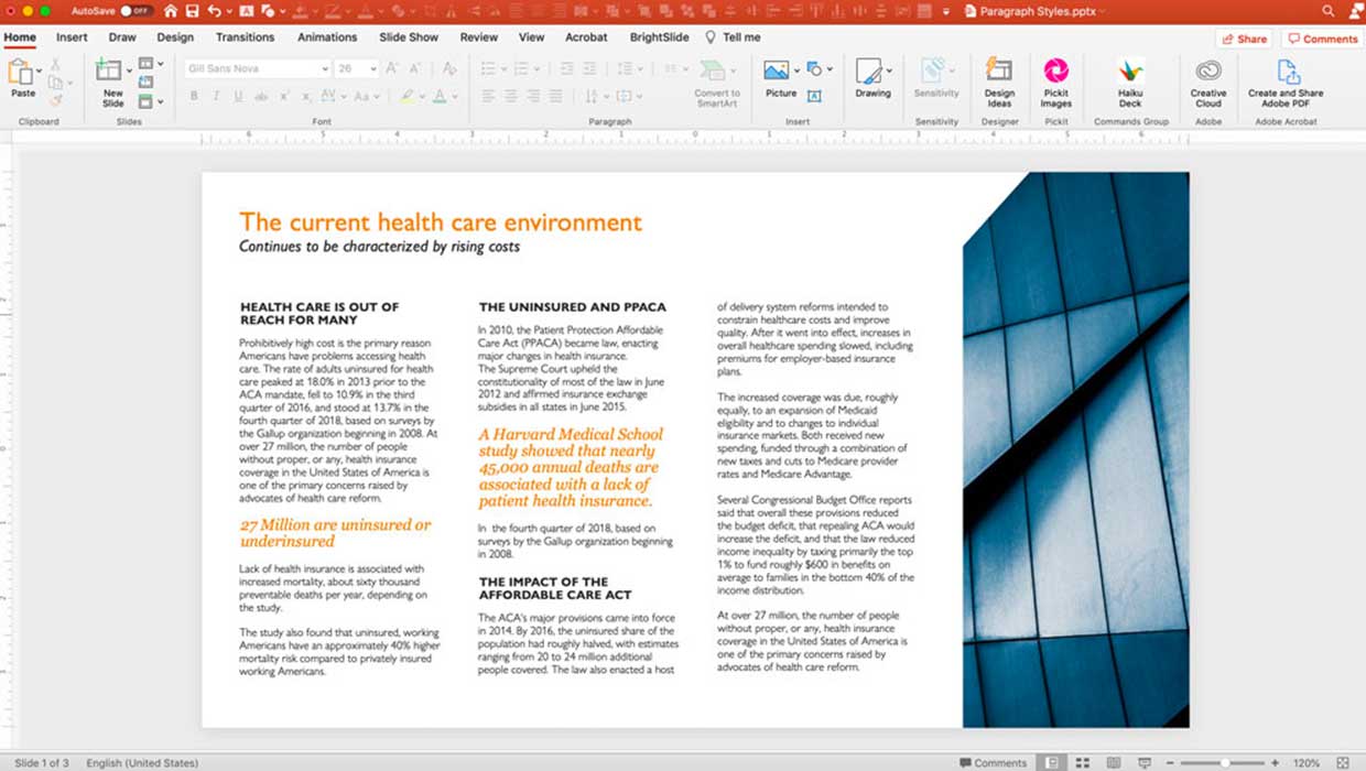 creating paragraph styles for text in PowerPoint