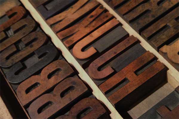 wood type in a drawer