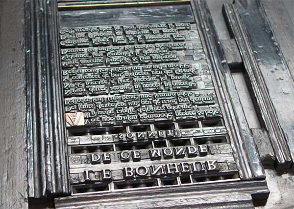 metal type in a chase