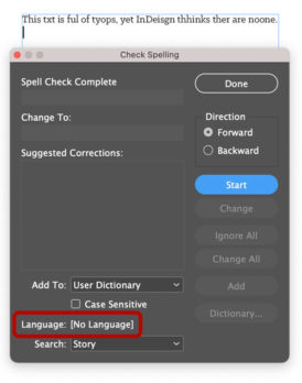 adobe indesign spell check