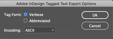 exporting tagged text