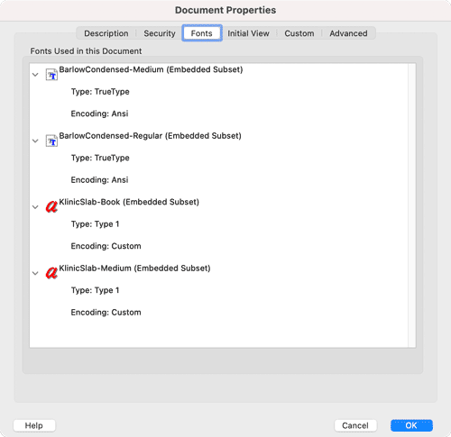 how to check font embedding in pdf