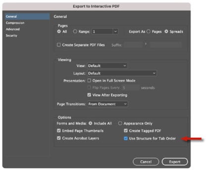 InDesign PDF Export Options