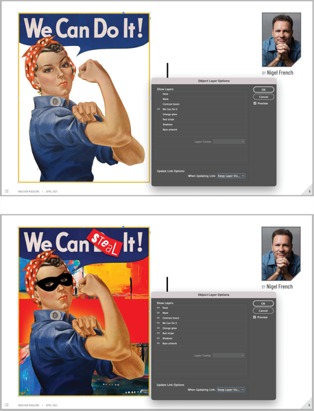 Comparison of imported graphics with additional layers selected
