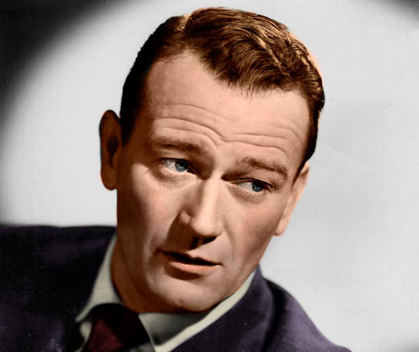 Photograph of John Wayne colorized manually using Photoshop