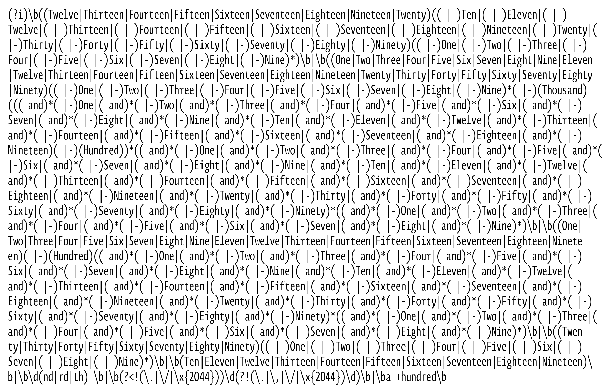 The complete GREP expression for finding spelled out numbers in InDesign