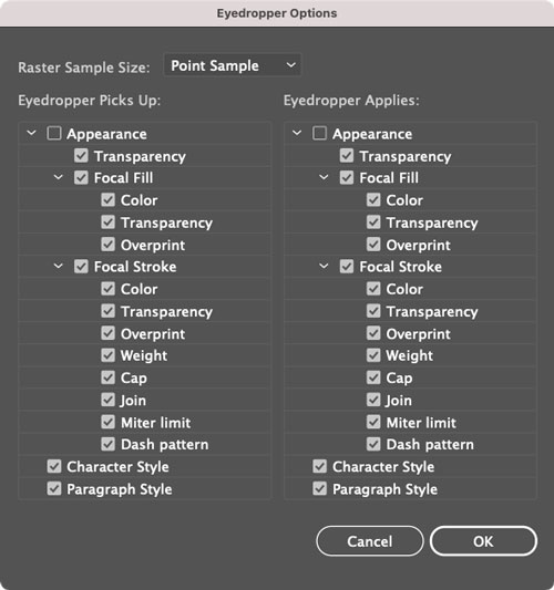 Eyedropper Options in Adobe Illustrator