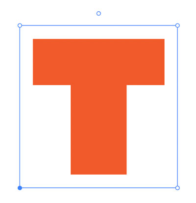A letter T selected with the Touch Type tool in Adobe Illustrator