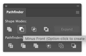 The Pathfinder panel in Illustrator with Minus Front selected.