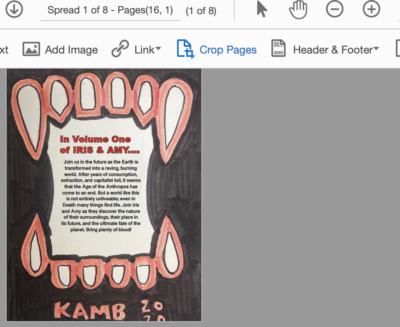 "Spread 1 of 8 - Pages(16, 1)" noted on what appears to be a single PDF page of a comic book.