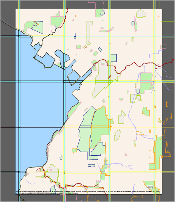 Screen shot of map with coordinate gridlines