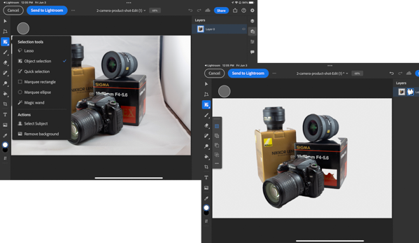 Sequence of Photoshop screen shots shows use of remove background