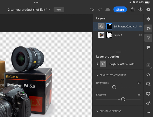 Photoshop screenshot shows Layers panel reflecting adjustment layer of step in figure 7