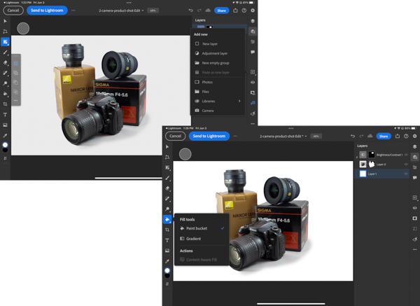 Sequence of Photoshop screenshots shows replacement of background after movement of item in previous images