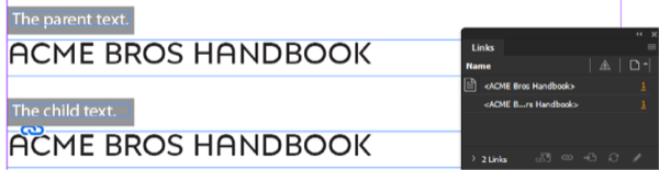 Updated text as shown in figure 6. Both text frames are shown in their original state, as in figure 3, with black text.