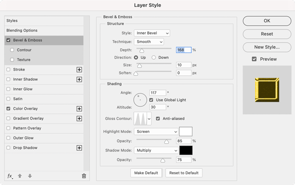 Photoshop Layer Style menu