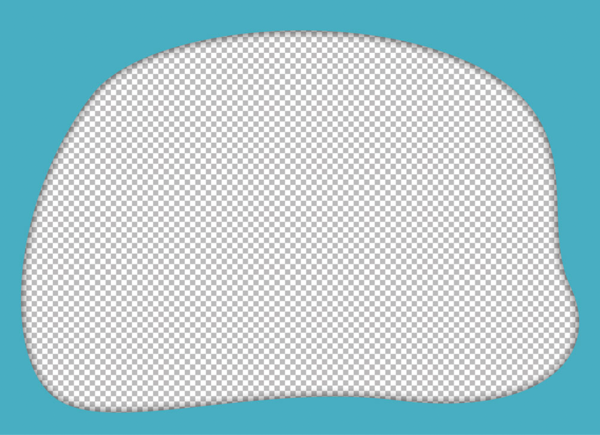 Shape cut out of blue rectangle with drop shadow behind cutout