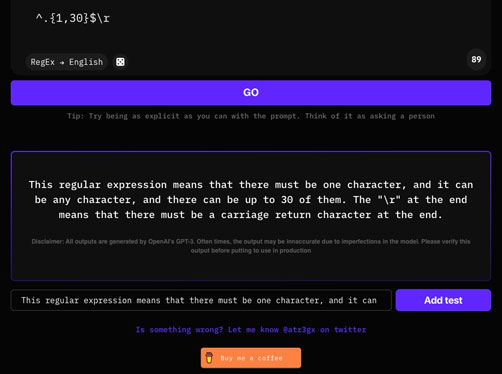 AutoRegex dialog box