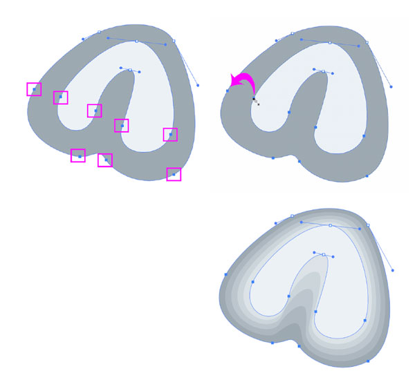 After selecting corresponding anchors on the shapes involved, use the Blend tool from the Tools panel and click a pair of those anchor points.