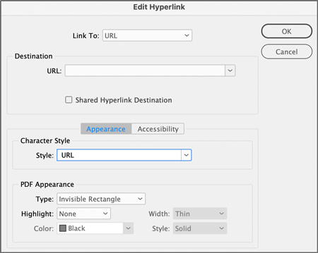 Use Edit Hyperlink to reassign a character style to multiple selected hyperlinks in Adobe InDesign