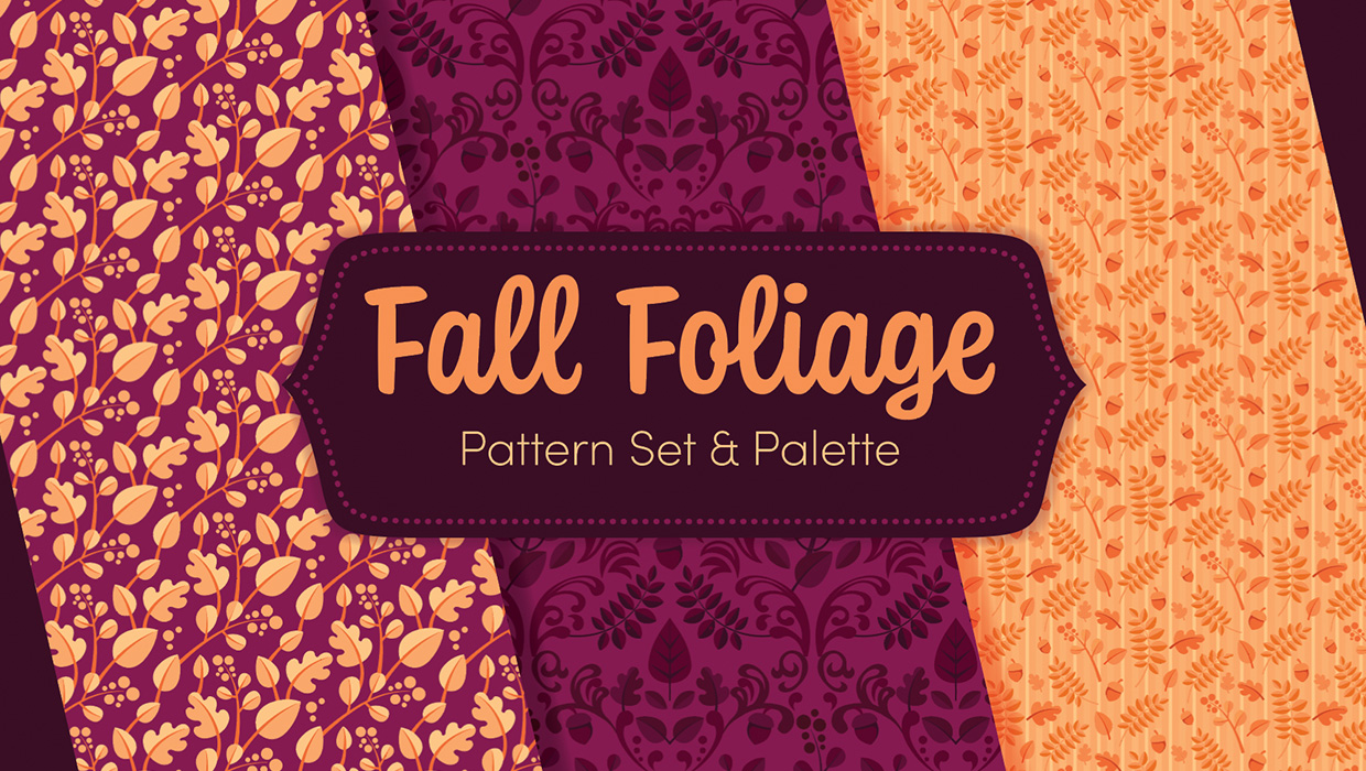 Illustrator downloadable Fall Foliage patterns and palette