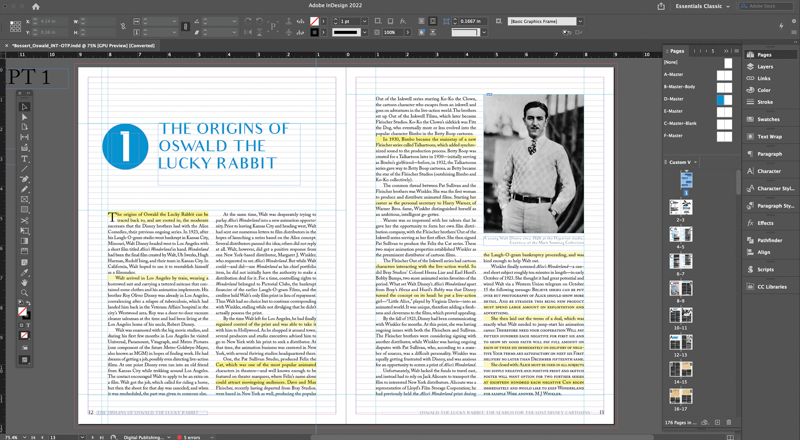 Screenshot of chapter headings shows use of blue circle with chapter number knocked out.