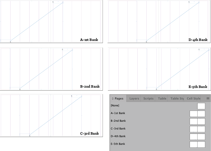 Parent spreads set up for tabbed documents in InDesign to align the labels on front and back of each tab