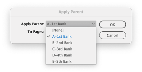You can apply and change parent pages quickly and precisely in InDesign