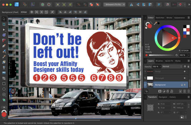 Affinity Works Warping Artwork in Affinity Designer