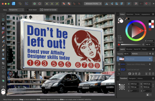 Affinity Works Warping Artwork in Affinity Designer