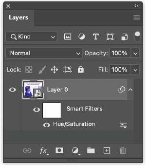 Example of a Smart Filter applied to a Smart Object in Adobe Photoshop