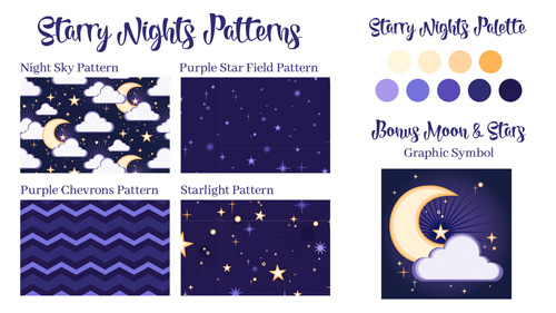 Illustrator downloadable starry nights pattern set