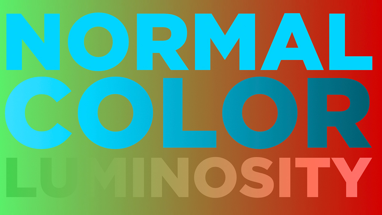 A comparison of Normal, Color, and Luminosity blend modes in Affinity Designer