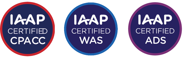 Three IAAP Accessibility certification badges