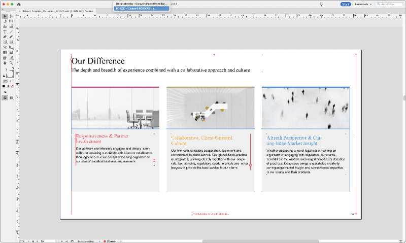 Figure 7. PDF2ID allows you to import PDFs directly into InDesign with excellent visual results.