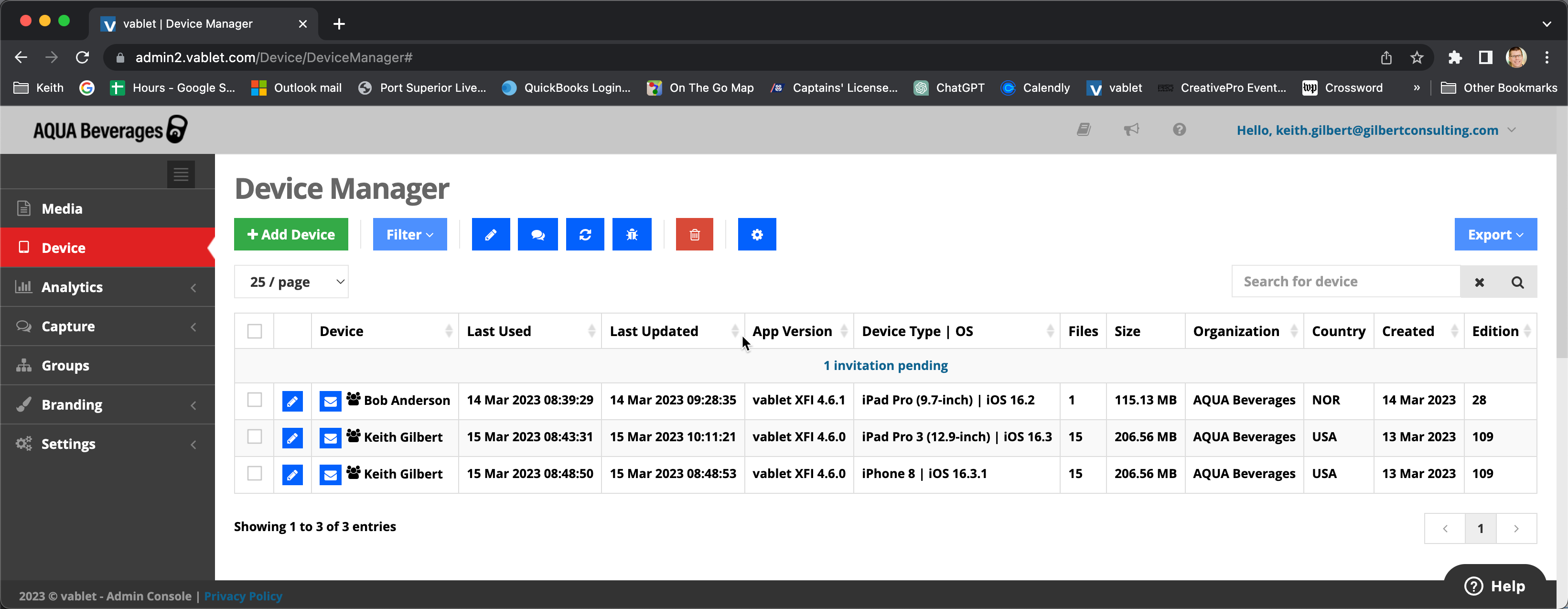vablet web portal device manager