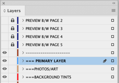 Layers panel with four layers at top, locked and visibility off.