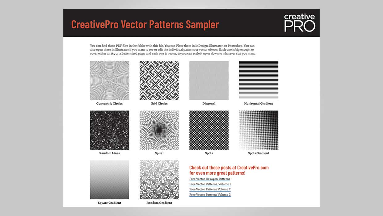 Vector patterns for Illustrator, Photoshop, and InDesign