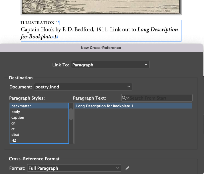 InDesign New Cross-Reference dialog box