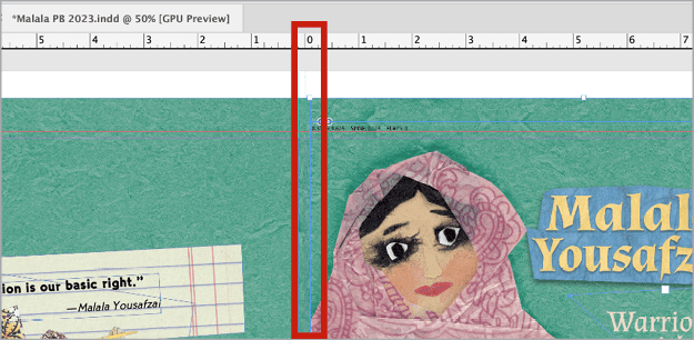 Figure 11. Set the ruler origin so it aligns with the right side of the spine.