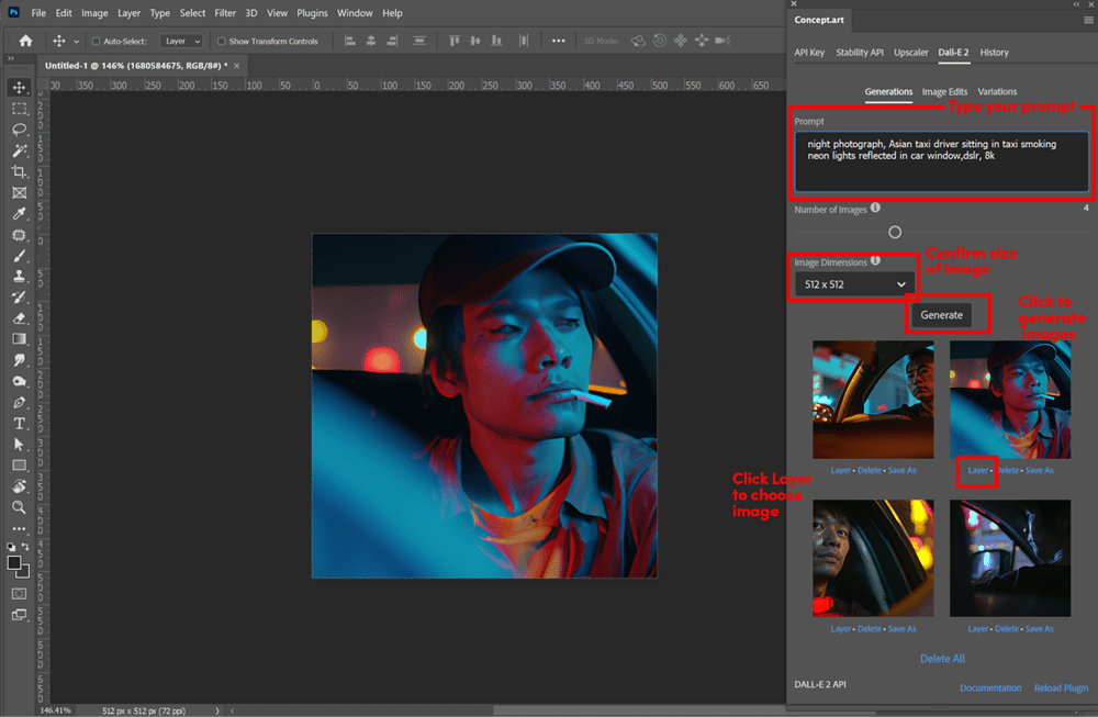 Figure 15. Generating an image with DALL-E 2 using the Concept.art plug-in