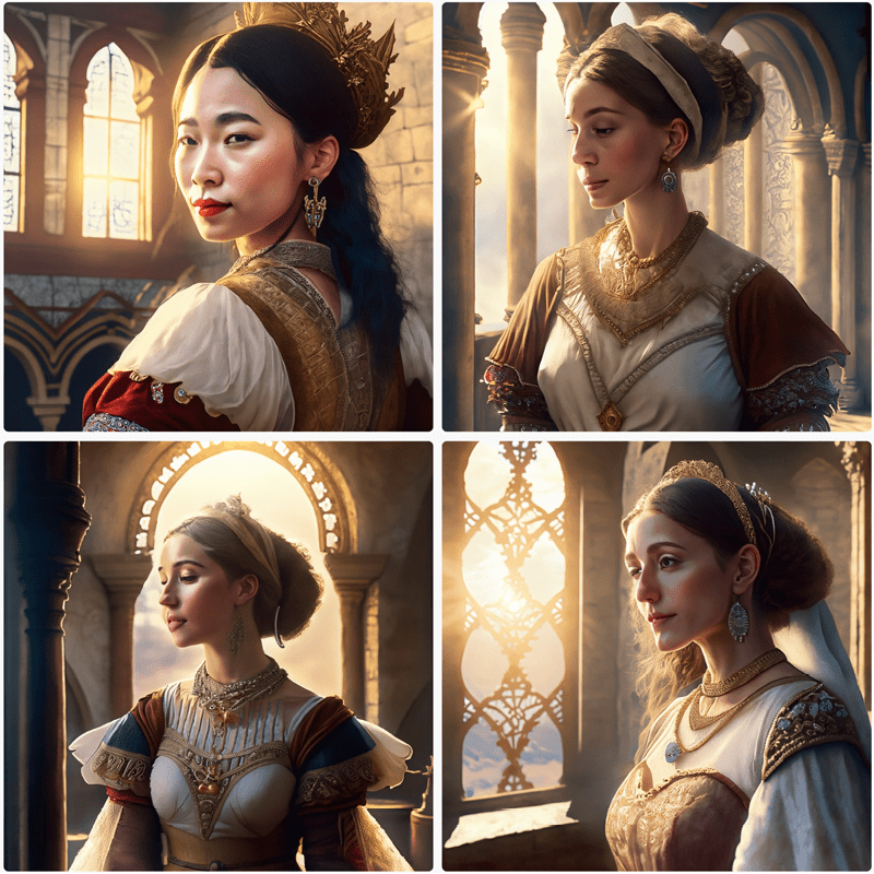 Figure 5. Firefly can produce painterly images of people, but not photographic ones.