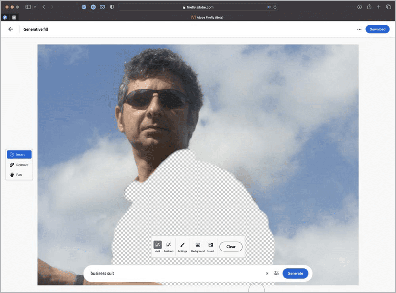 Figure 7. The shirt area selected, shown as a checkerboard pattern